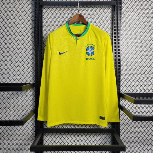 Maillot Maillot Brésil Domicile 2022/23 Coupe du Monde Manche Longue face avant
