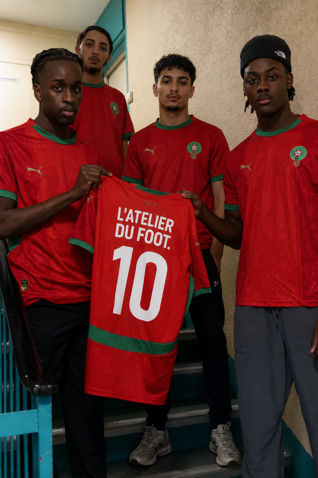 Équipe L'Atelier Du Foot avec maillot Maroc personnalisé